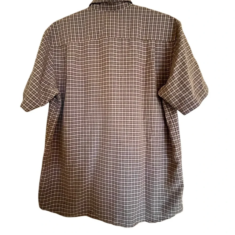 Columbia Mens Plaid Short Sleeve‎ Button Down Shirt Brown Tan Size Large L